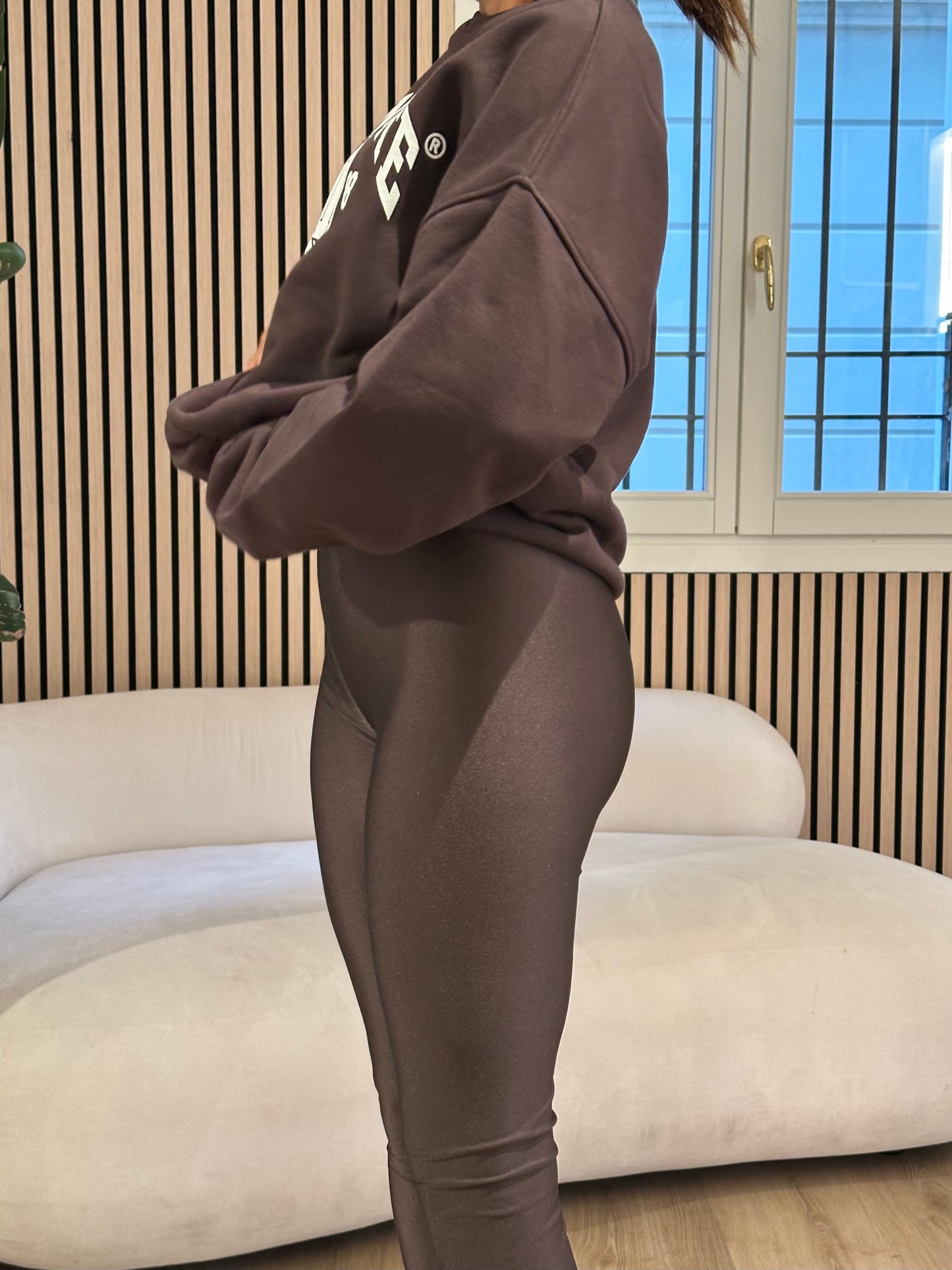 Leggins lycra lucida con elastico logato