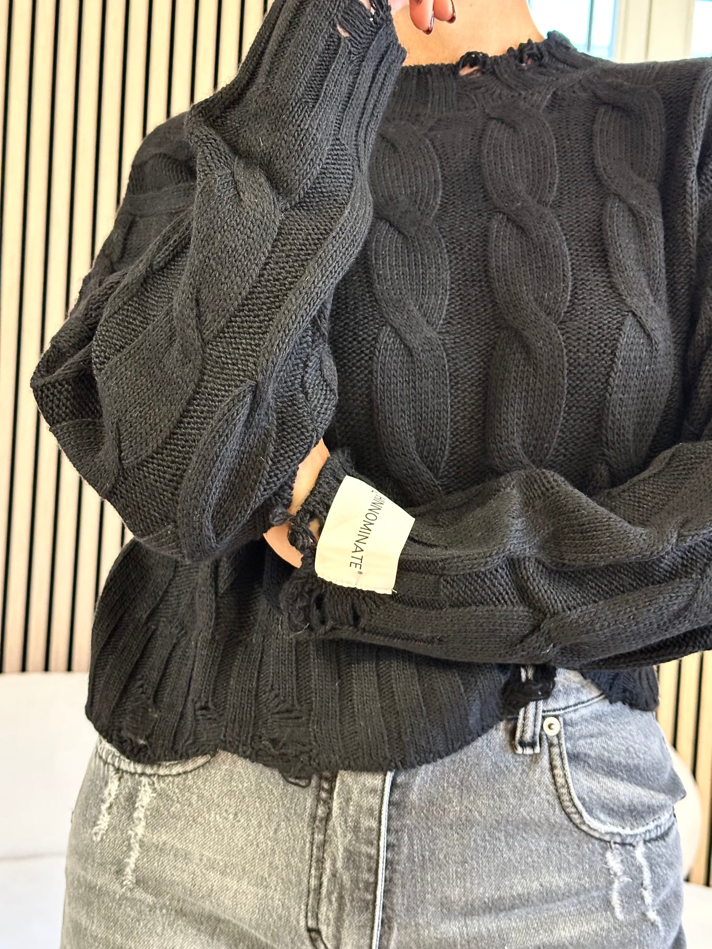 Maglia corta c/trecce e rotture