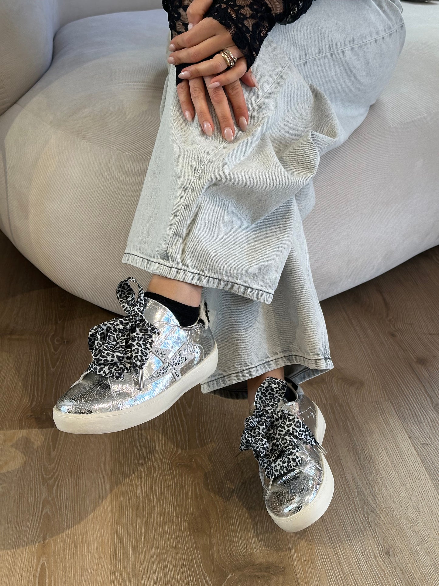 Sneakers argento/dalmata