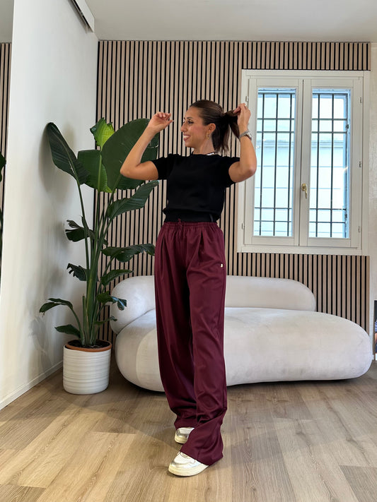 Pantalone over in twill con coulisse