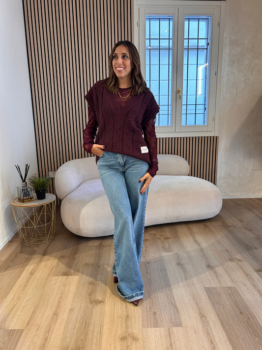 Gilet in maglia con trecce