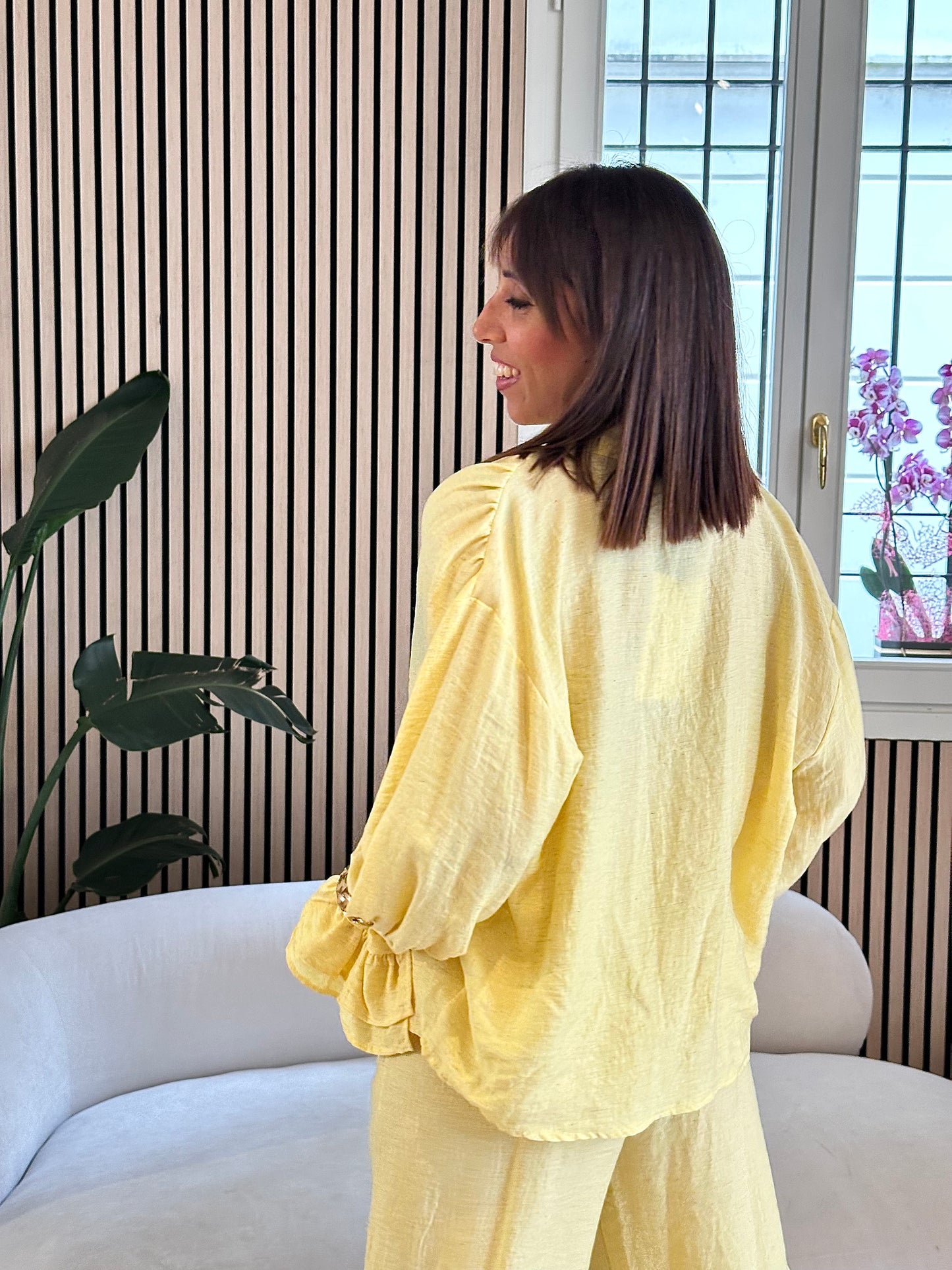 Camicia gioiello giallo pastello