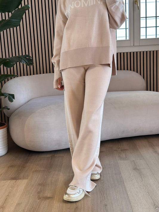 Pantalone palazzo bande in maglia