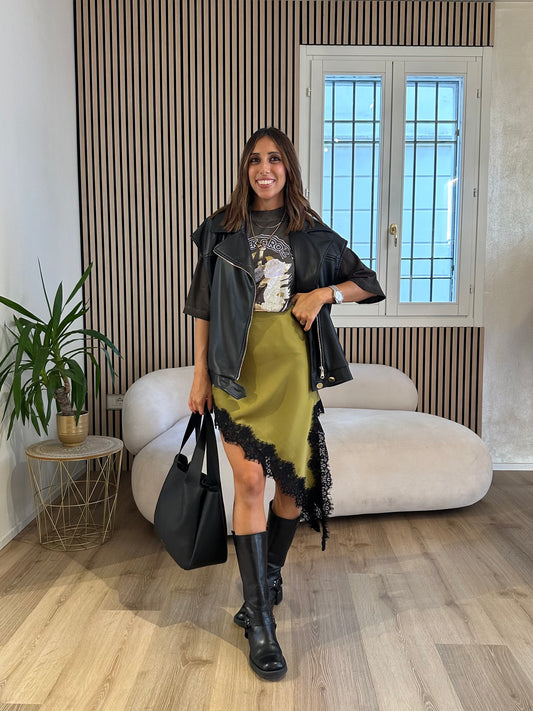 Gilet ecopelle over nero