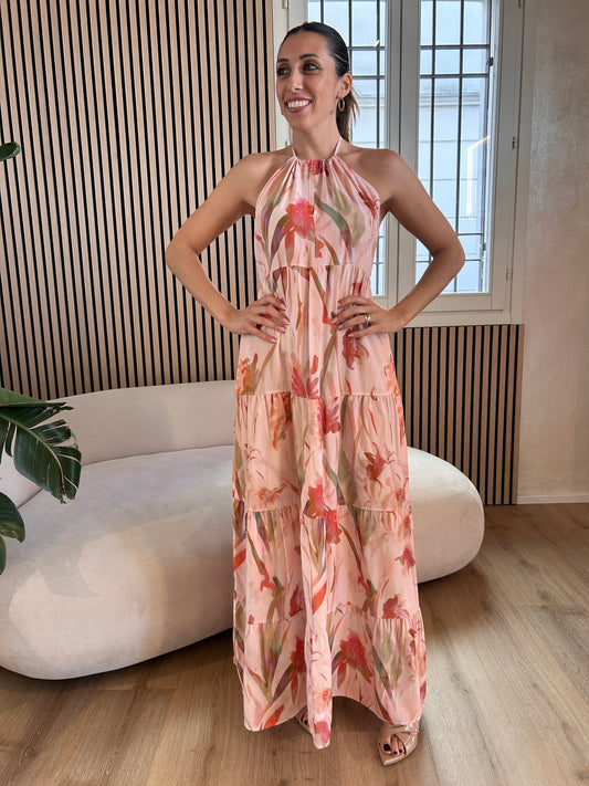 Abito fiorato scollo all'americana