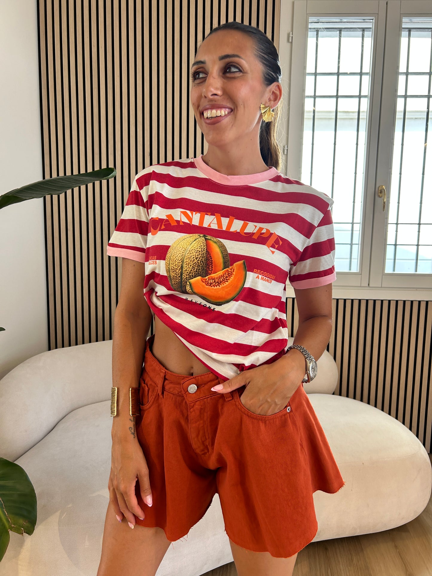 Shorts farfalla papaya
