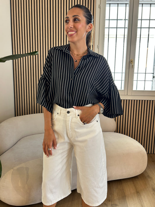 Camicia rigata nero/ bianco