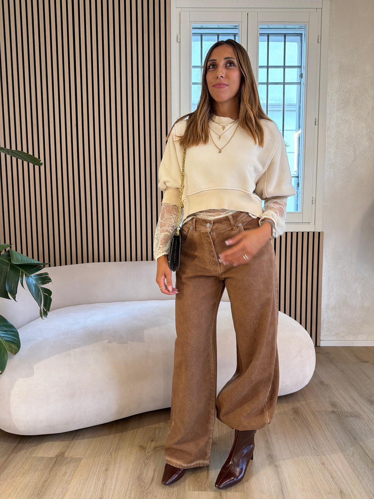 Felpa con maglia pizzo