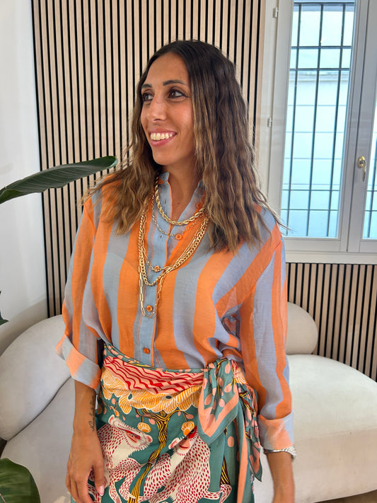 Camicia righe arancio e celeste