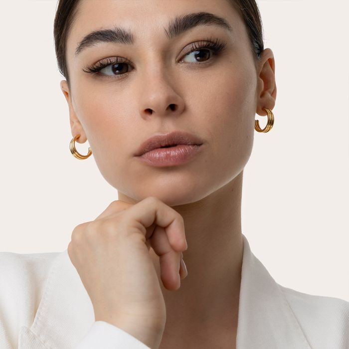 Orecchini hoops tre linee