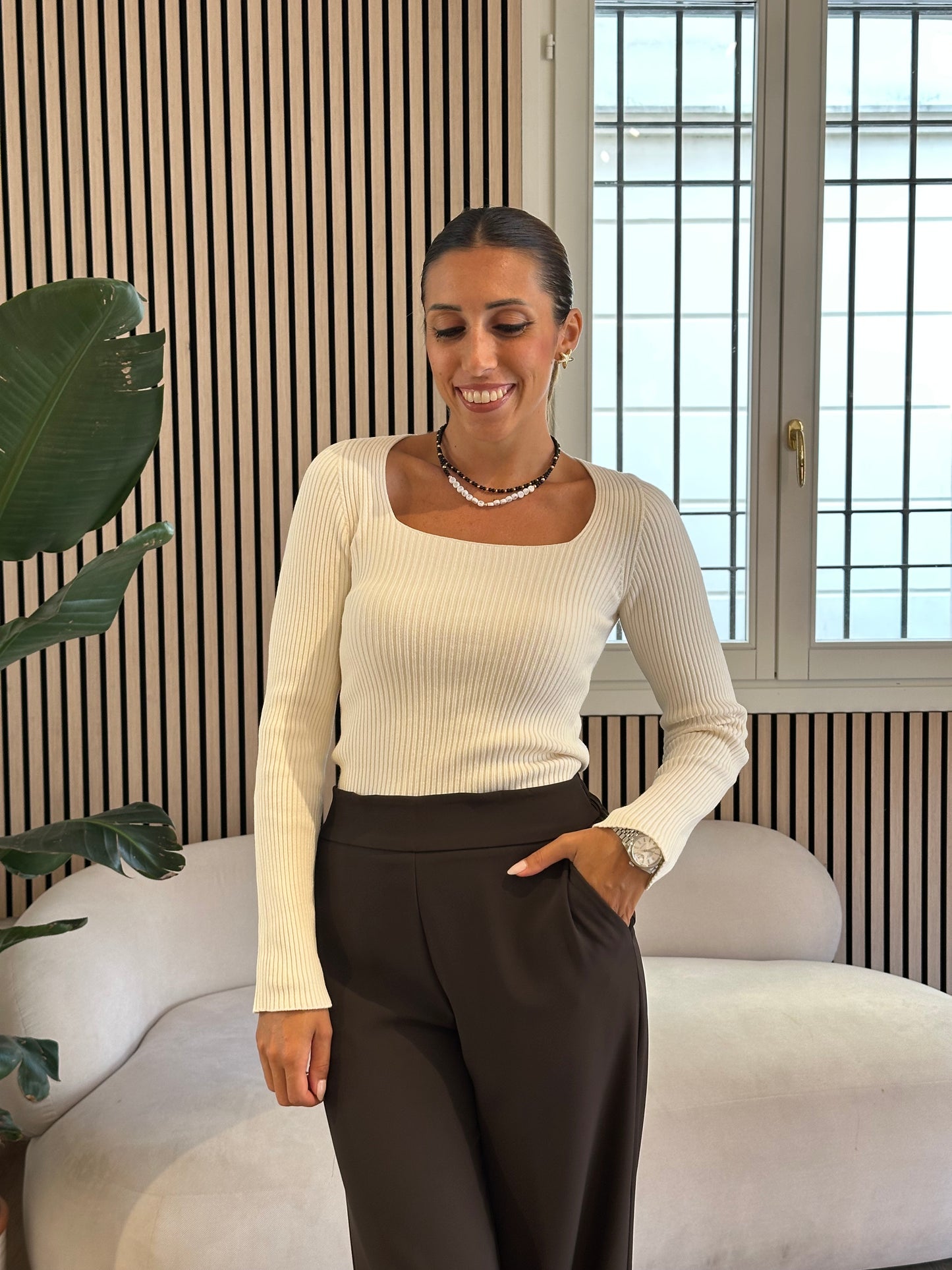 Maglia scollo quadro