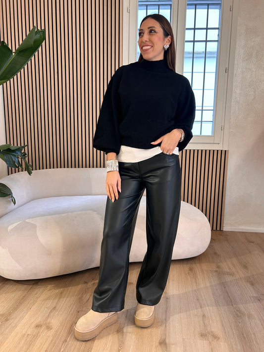 Pantalone Bella ecopelle nero