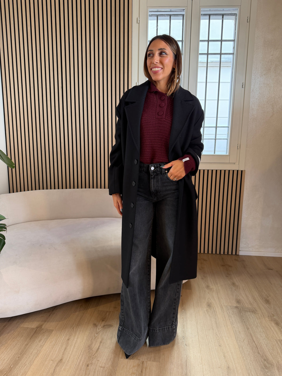 Maglia con collo alto bordeaux