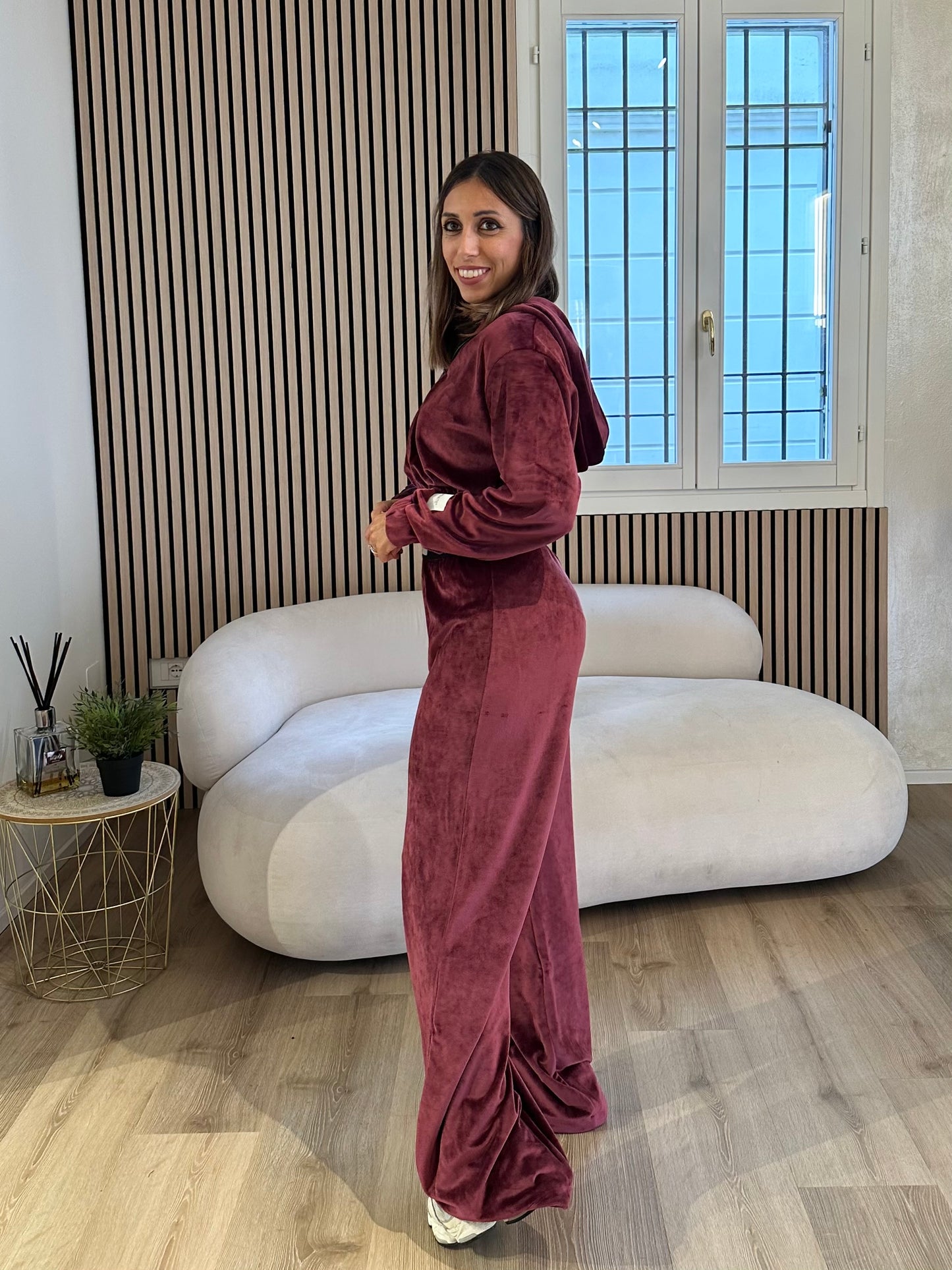 Pantalone ciniglia bordeaux