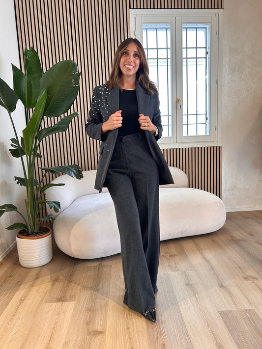 Giacca grigio mélange con strass