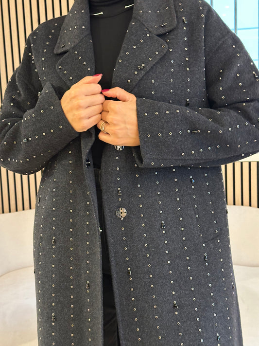 Cappotto handmade strass antracite