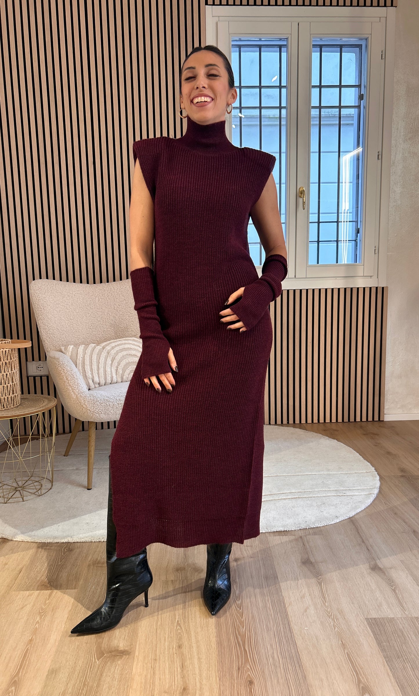 Abito manicotti bordeaux