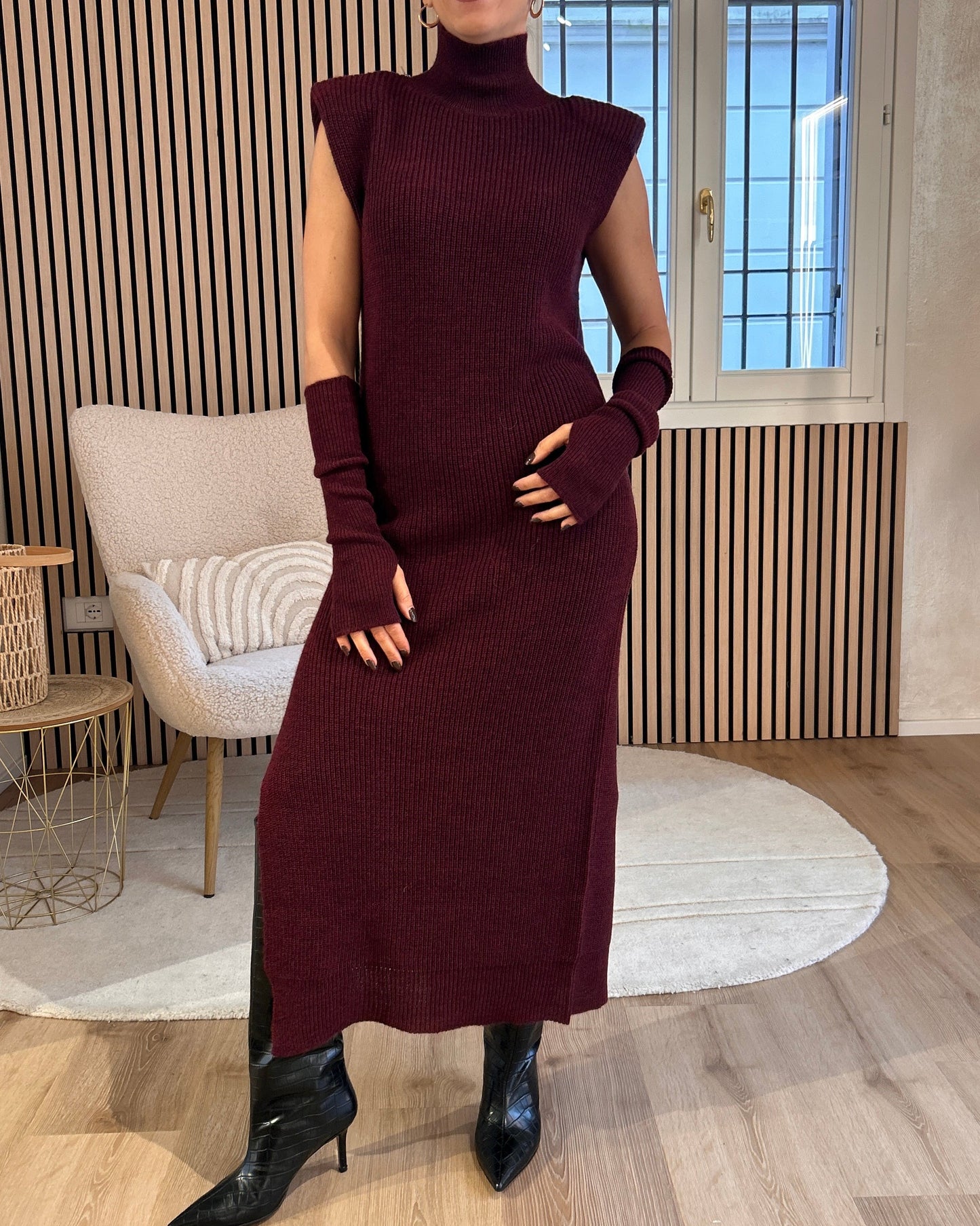 Abito manicotti bordeaux