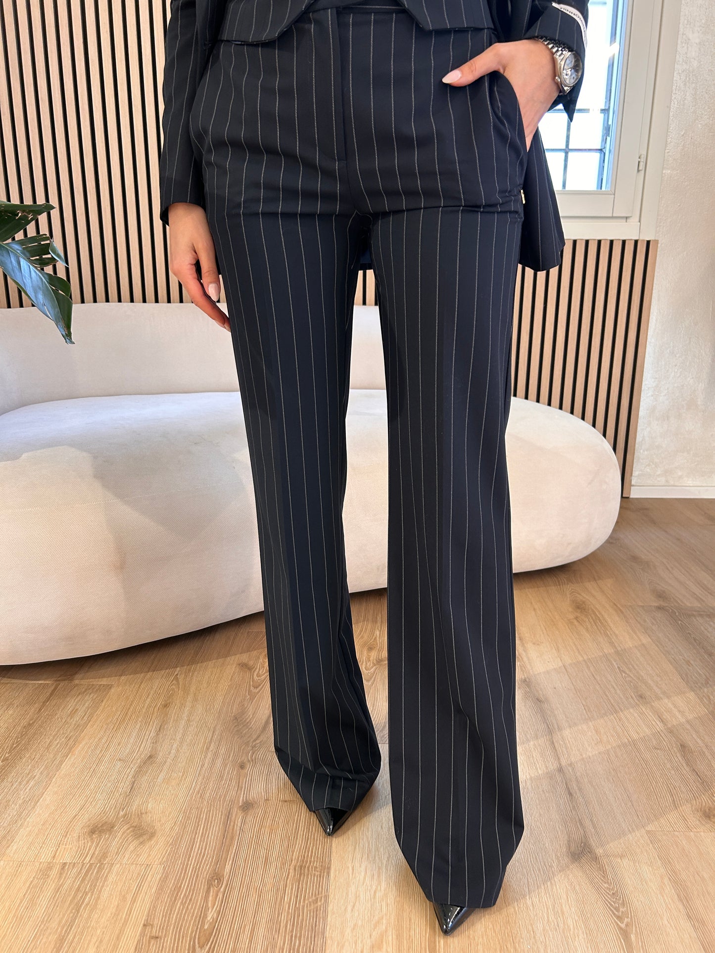 Pantalone gessato blu asciutto