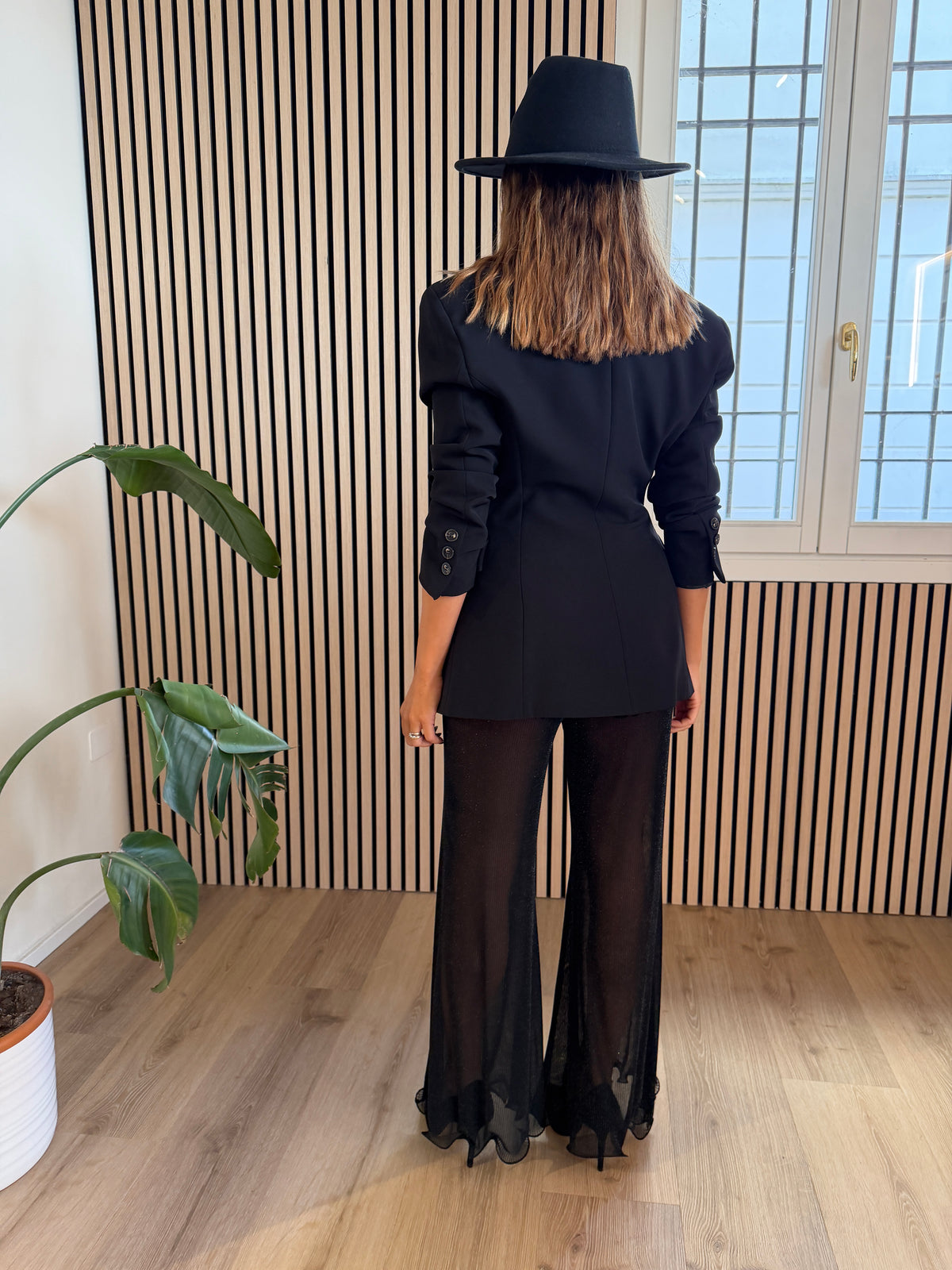 Pantalone zampa lurex