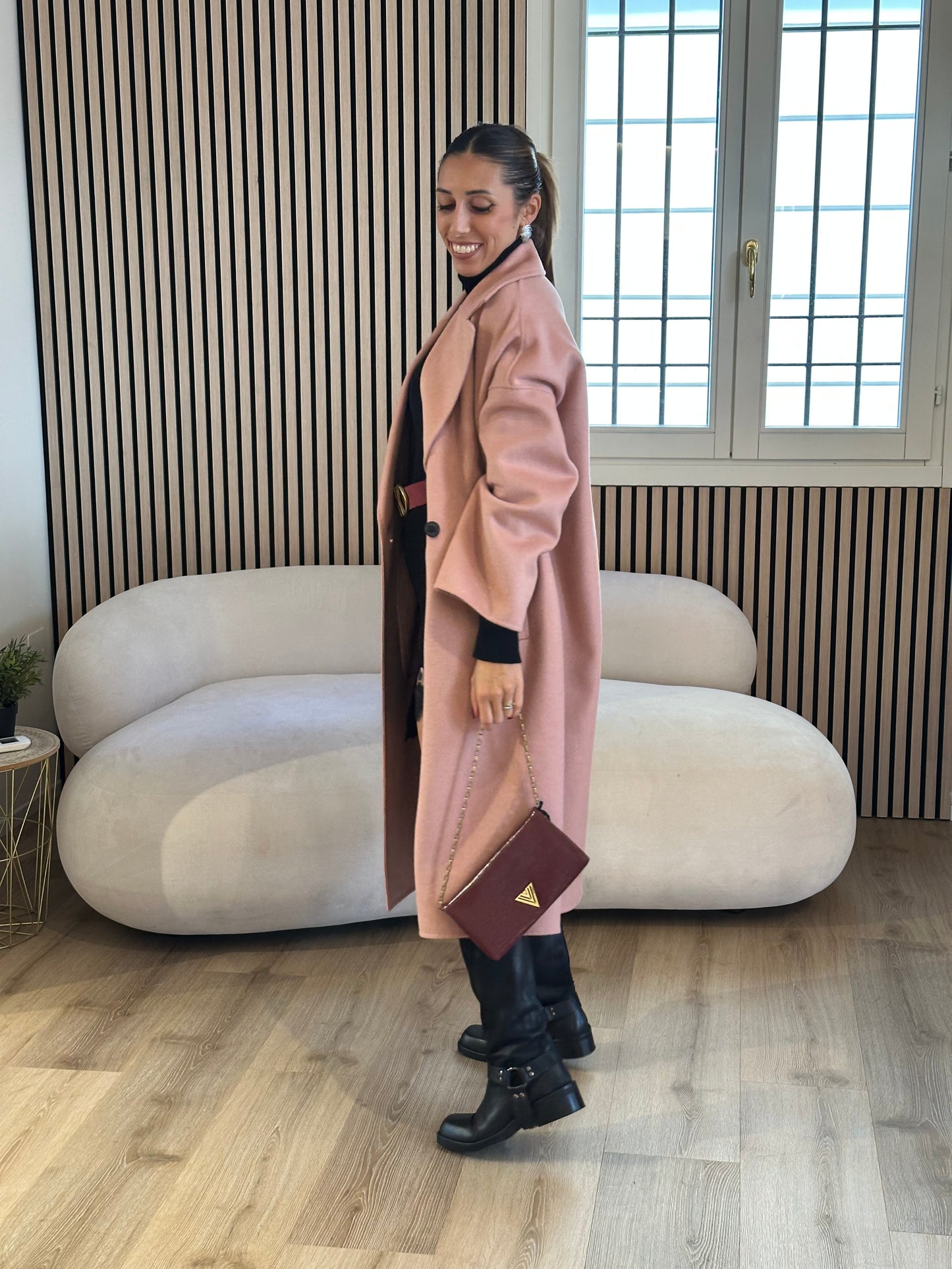 Cappotto doppiopetto handmade cipria