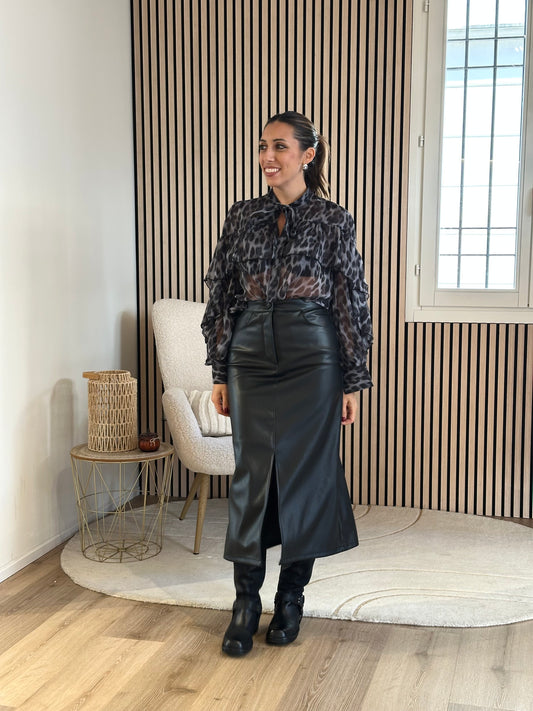 Gonna matita ecopelle nera