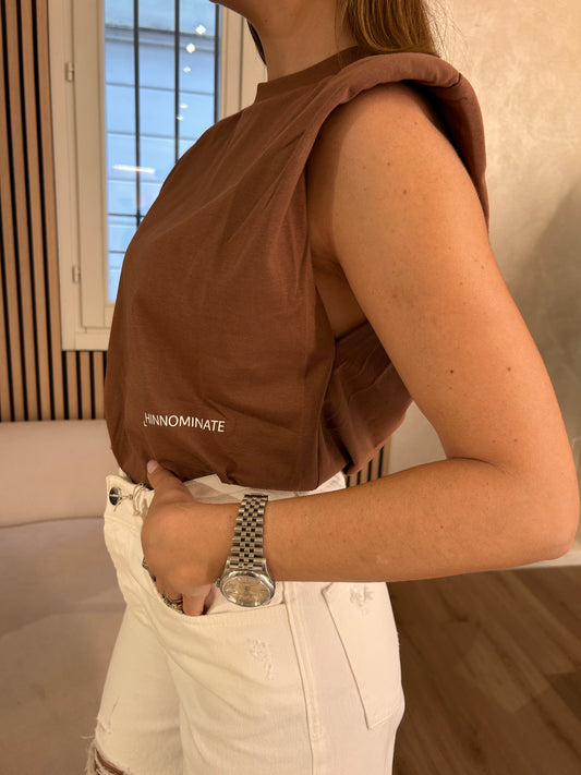 T- shirt smanicata in jersey con spalline