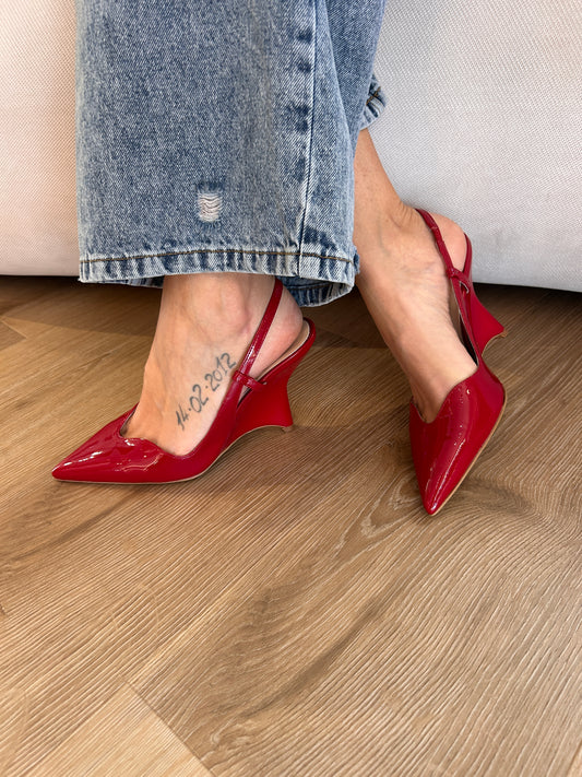 Slingback vernice rosse
