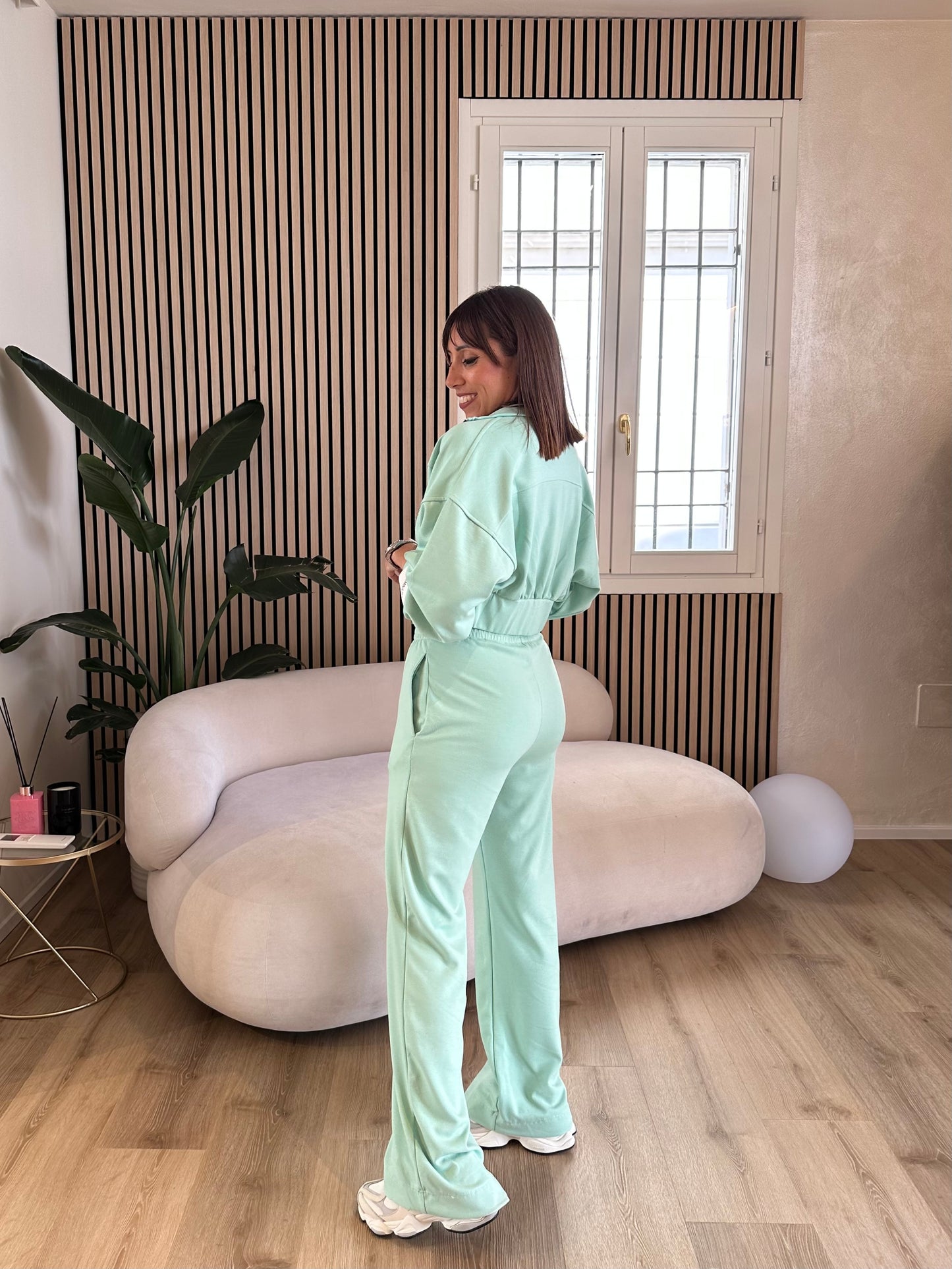 Pantalone dritto in modal giada