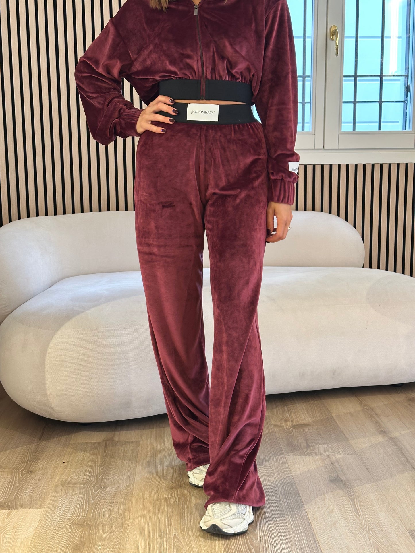 Pantalone ciniglia bordeaux
