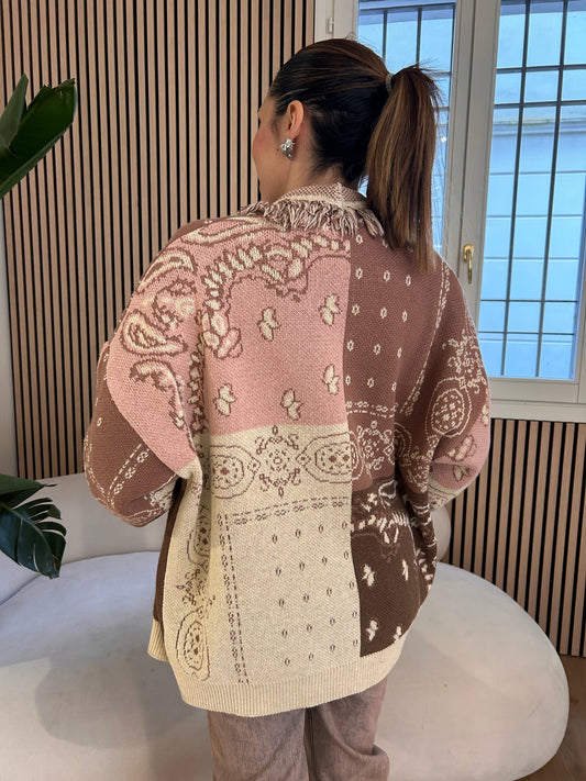 Giacca jacquard frange