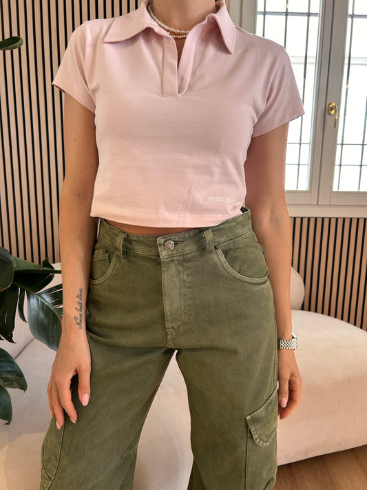 Polo corta in bielastico nude