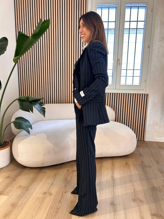 Pantalone gessato blu asciutto