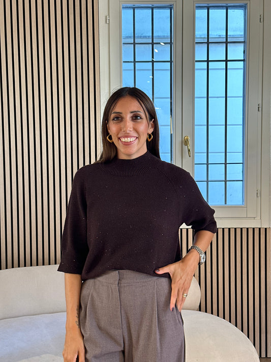 Lupetto manica corta paillettes