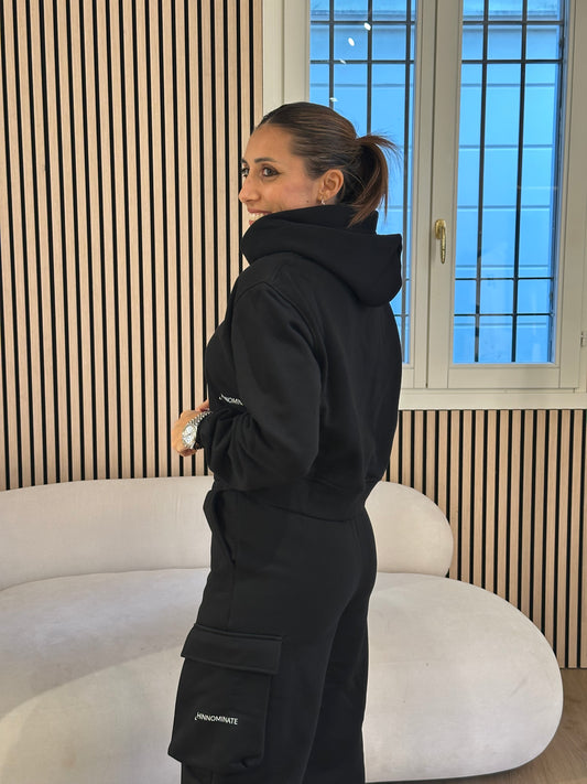 Felpa corta con cappuccio