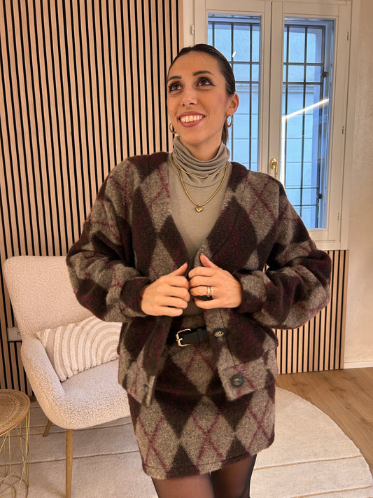 Cardigan over check