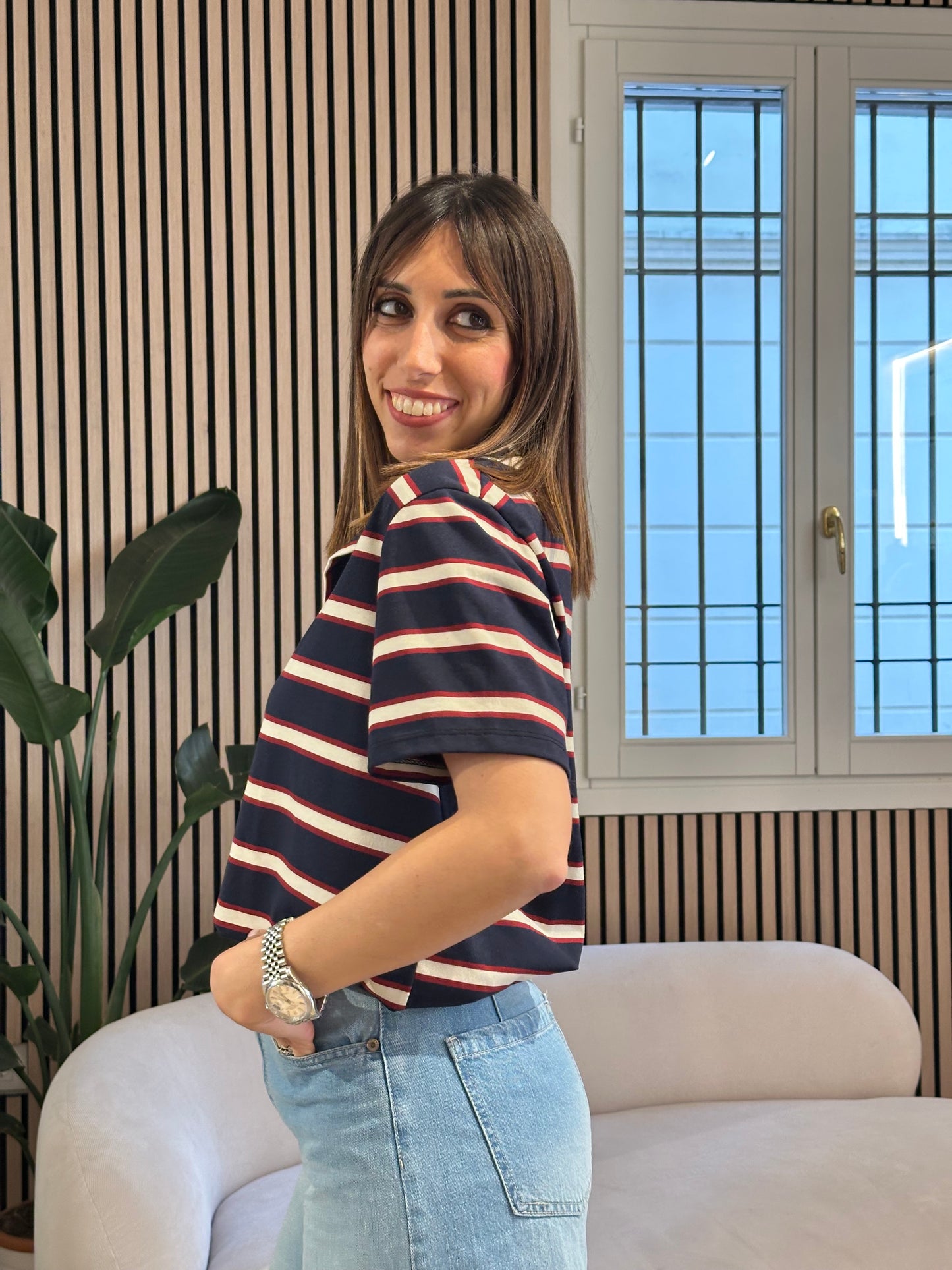 T-shirt polo a righe