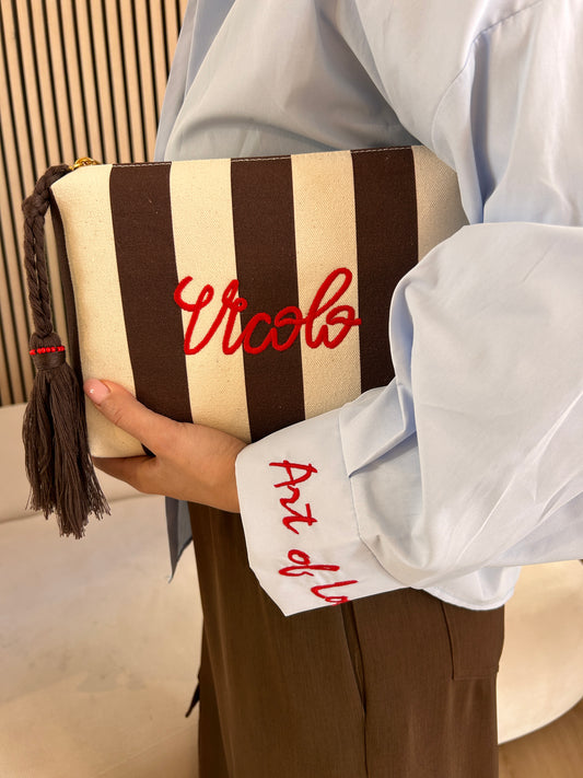 Borsa rigata moro/burro