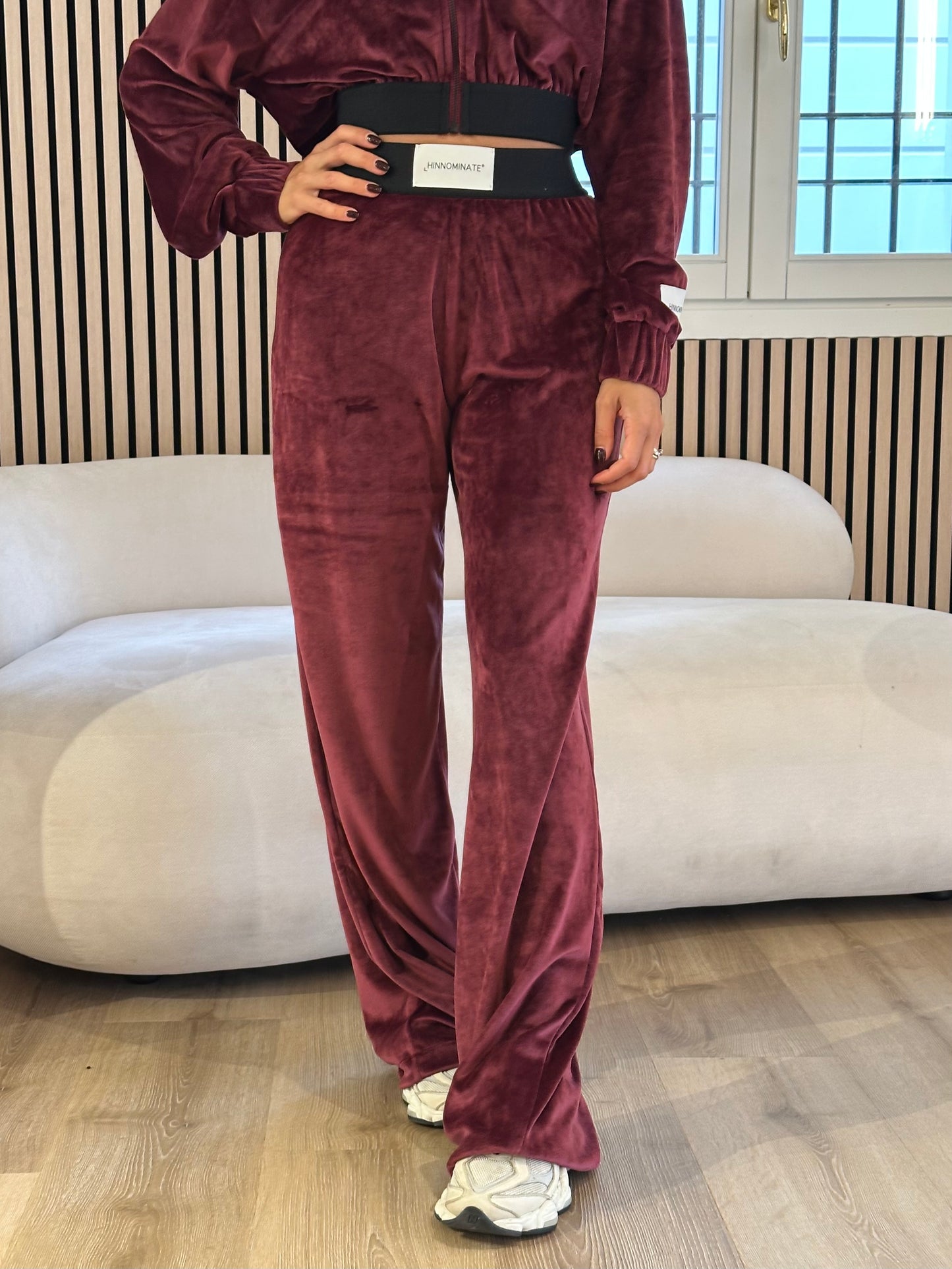 Pantalone ciniglia bordeaux