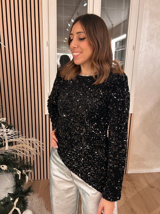 Camicia nera con paillettes