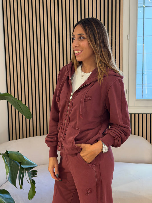 Felpa cappuccio full zip rovescio