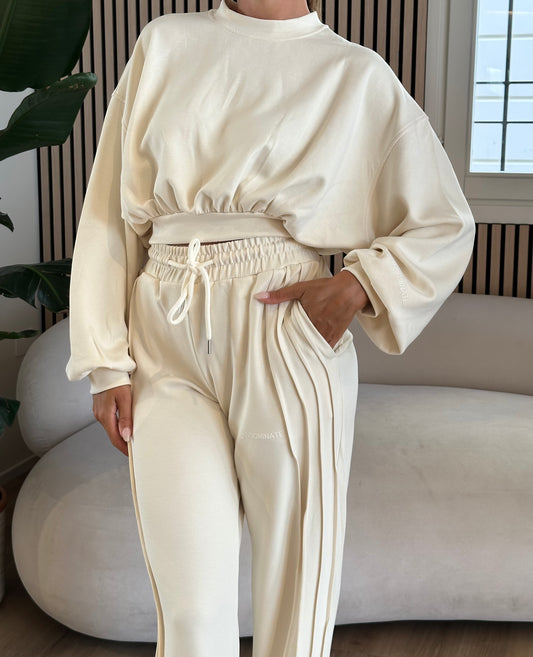 Pantalone dritto in viscosa con nervature