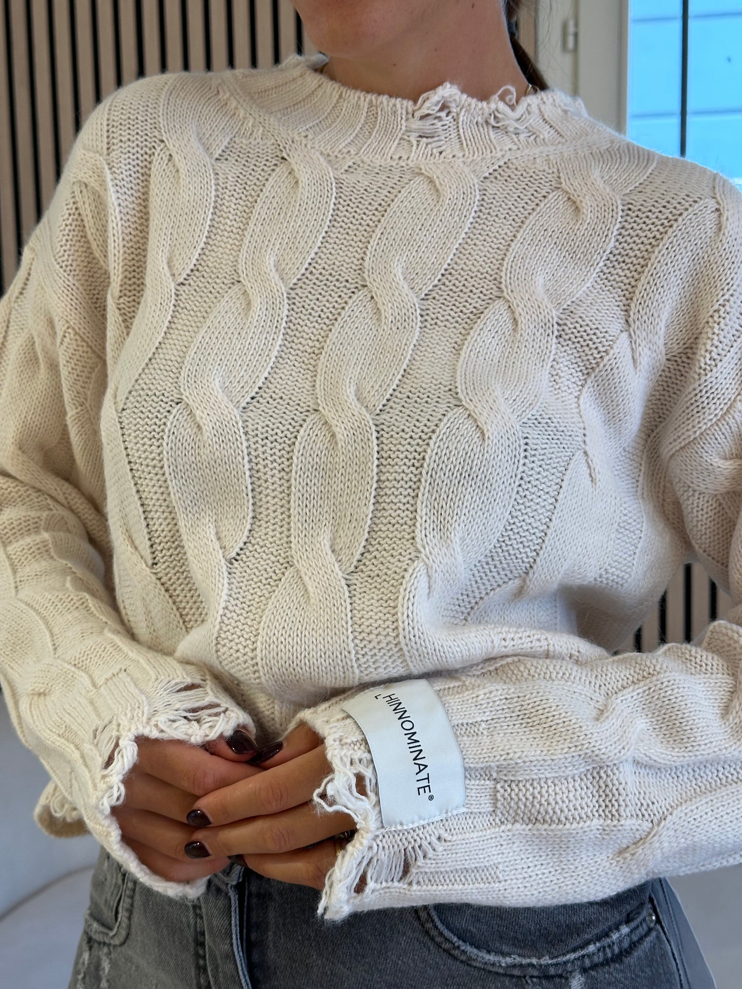 Maglia corta c/trecce e rotture