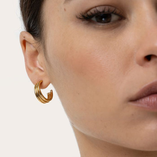Orecchini hoops tre linee