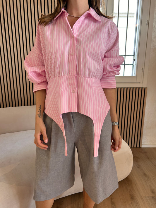 Camicia rigata rosa