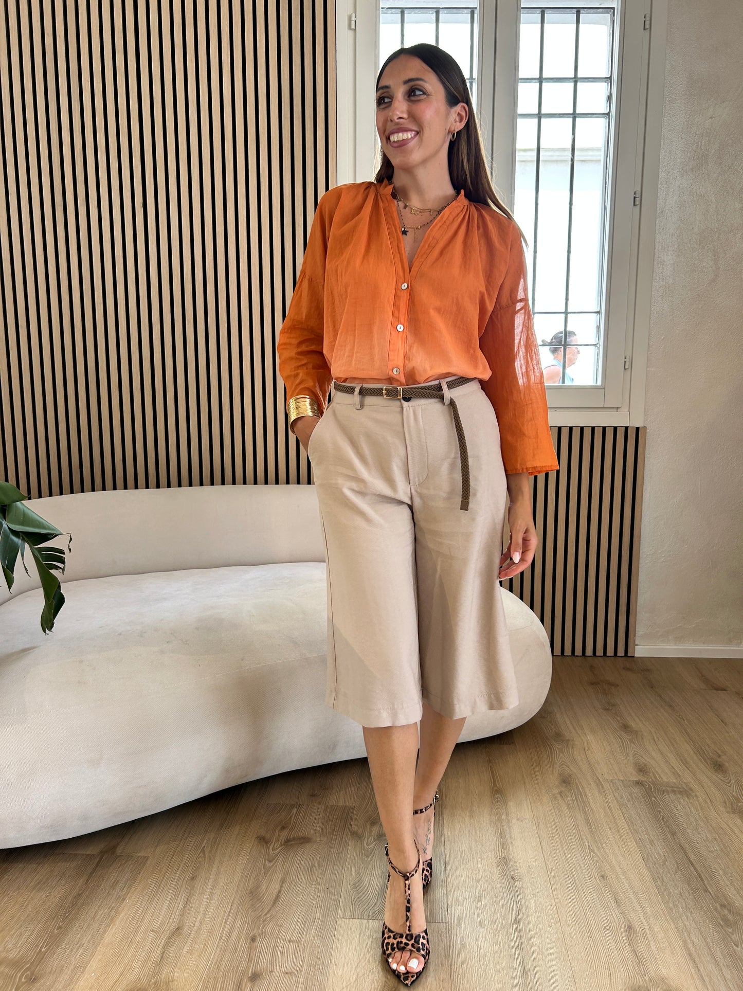Camicia mussola arancione