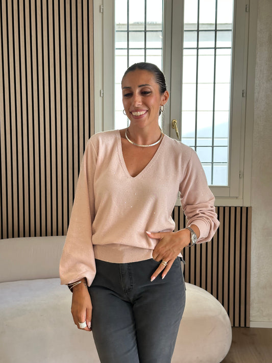 Maglia glitter Scollo v