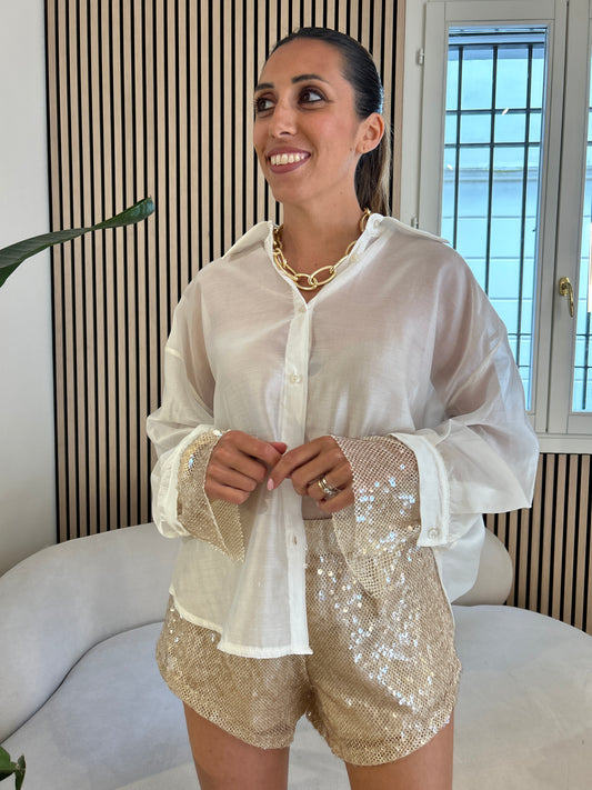 Camicia con polsino paillettes