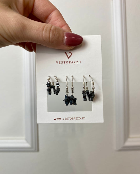 3 paia di orecchini cerchi stelle