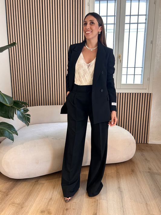 Pantalone over con pences nero